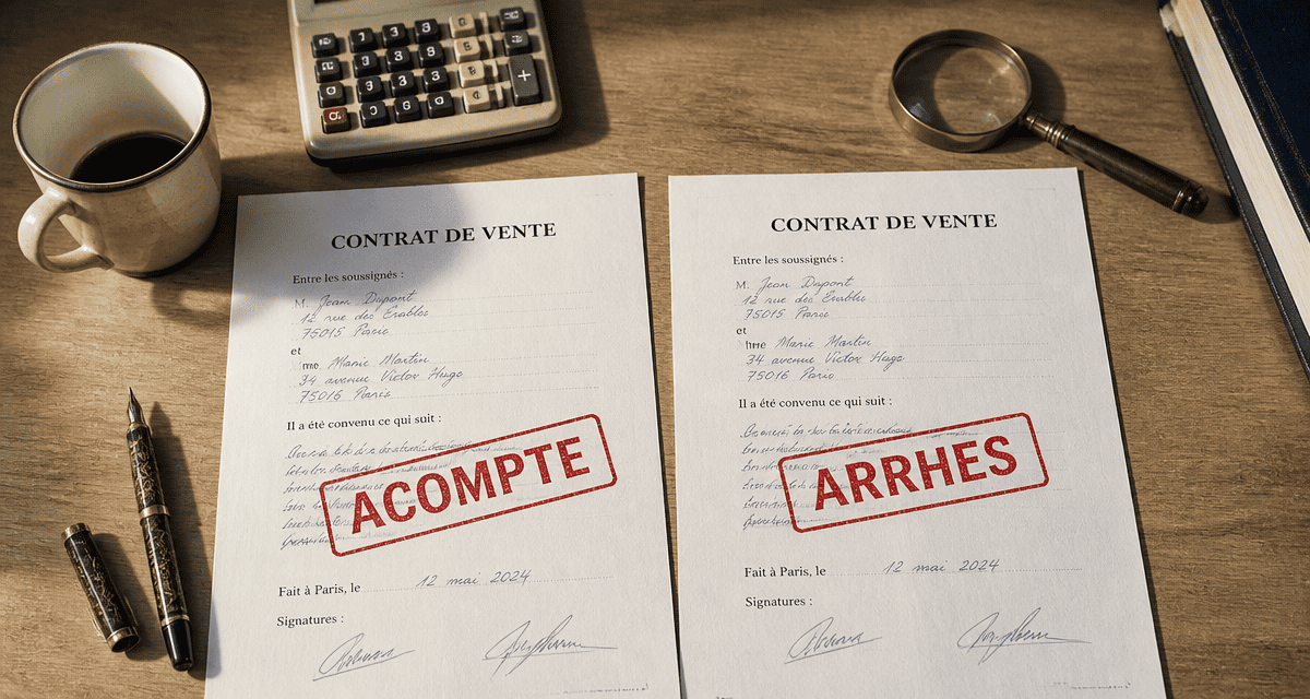 acompte arrhes quelle différence contrats papier