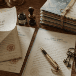 actes notaries pour succession sur bureau ancien