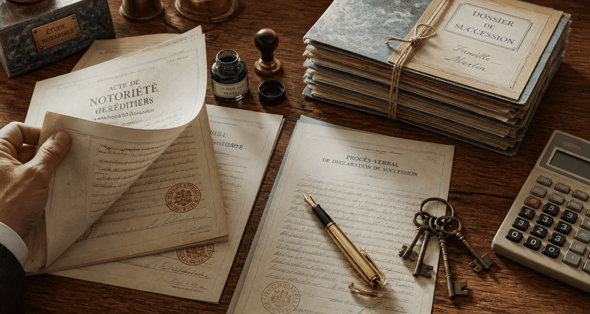 actes notaries pour succession sur bureau ancien