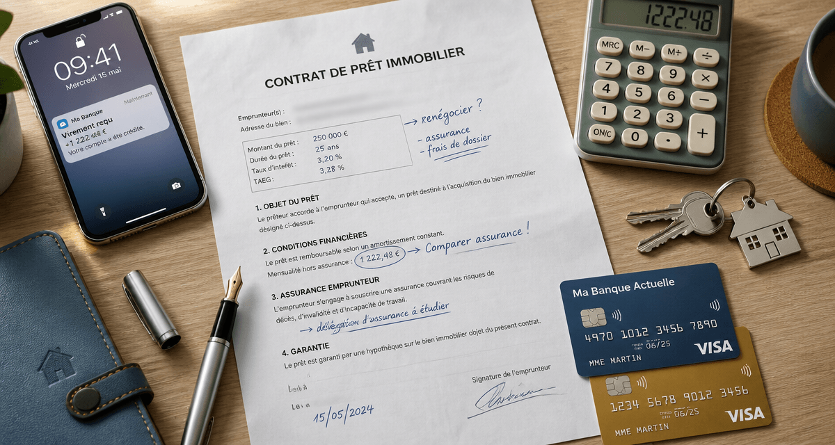 changer de banque avec pret en cours, bureau, contrat, cartes bancaires