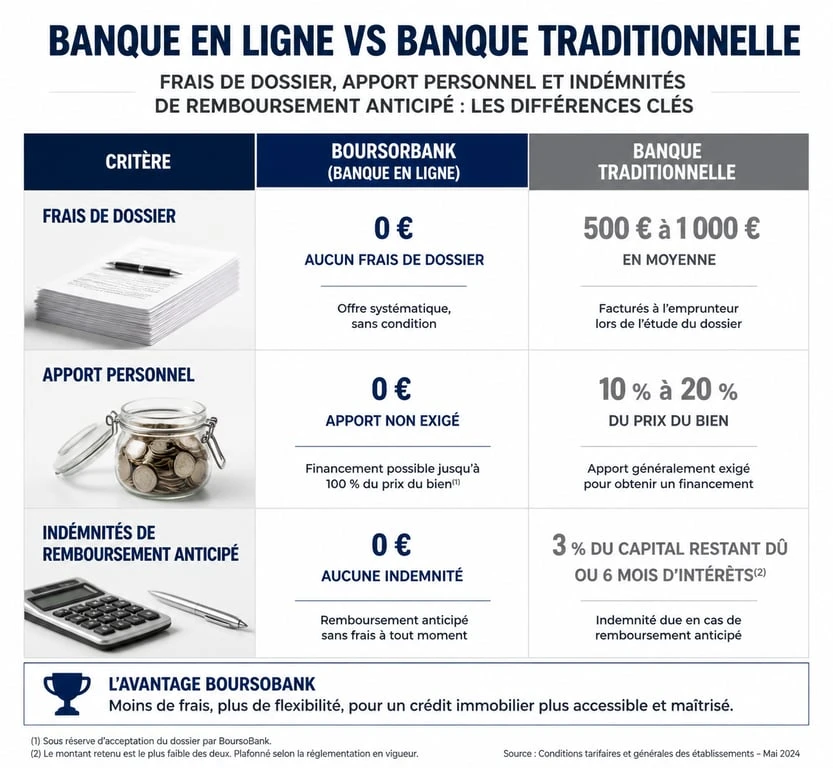 Comparatif des avantages du crédit immobilier BoursoBank par rapport aux banques traditionnelles