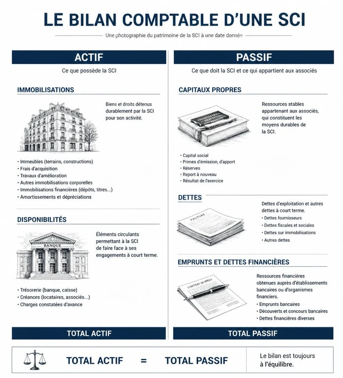 Structure d'un bilan comptable pour SCI : Actif et Passif