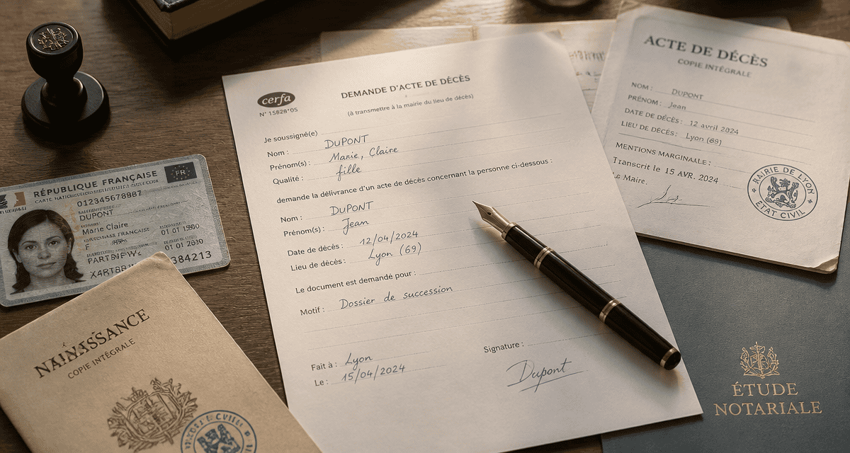 formulaire renonciation à succession Cerfa sur bureau notarial
