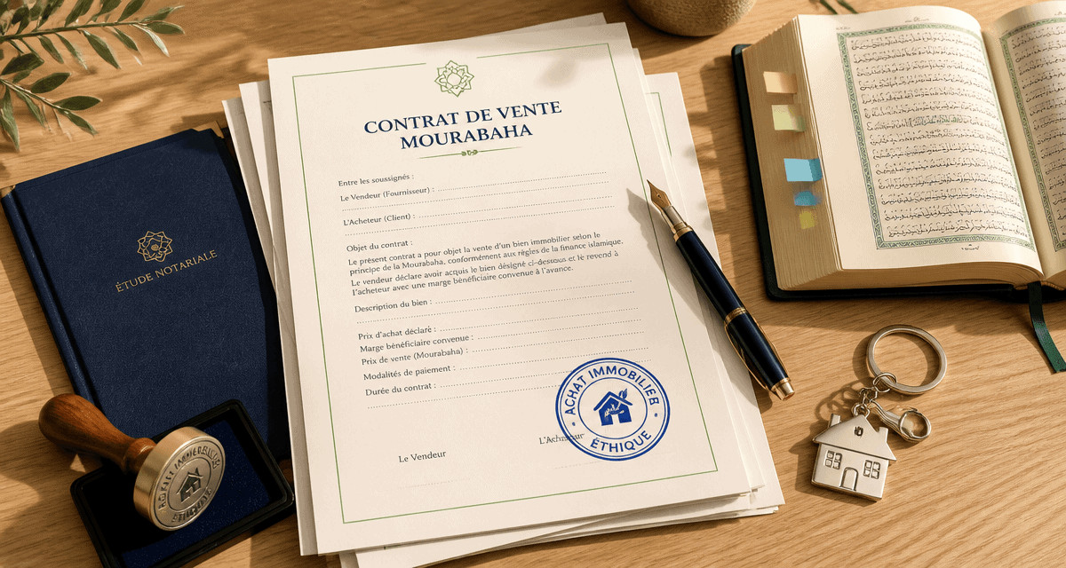 Islam et credit immobilier, contrat Mourabaha sur table, achat maison sans riba