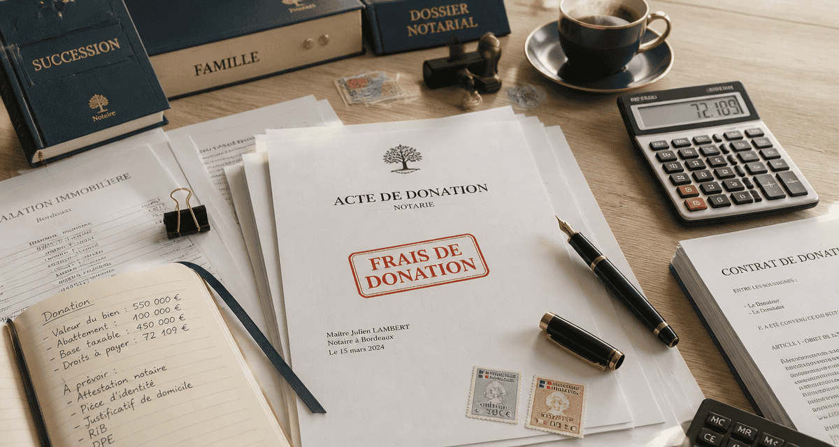 notaire donation frais acte et calculatrice