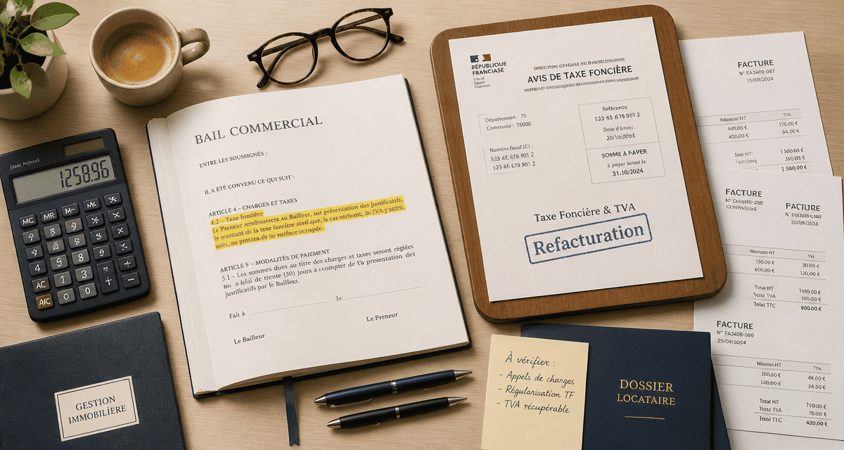 refacturation taxe foncière et tva sur bureau de gestion immobilière