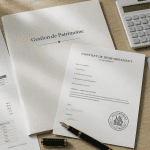 documents scpi en nue propriété sur table
