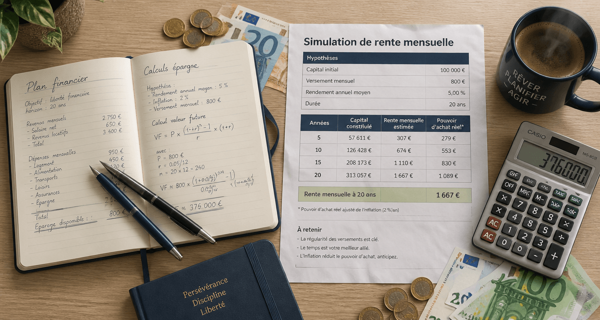 simulation placement avec rente mensuelle carnet calculs euros