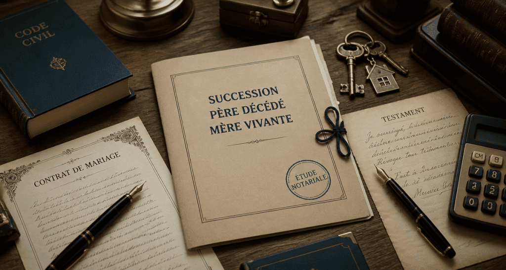 succession père décédé mère vivante documents notaire