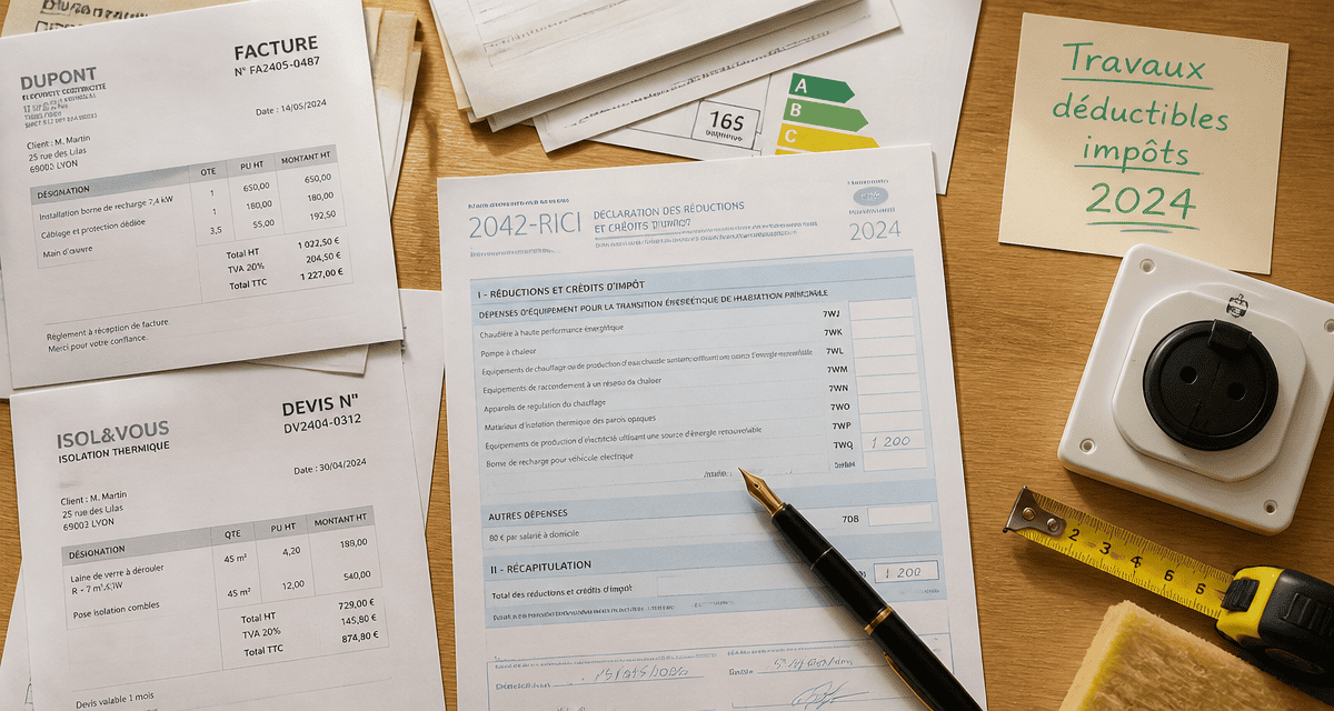 Travaux déductibles impôts résidence principale 2024 sur table