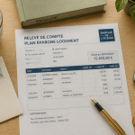 clôturer un PEL sans projet immobilier, relevé et calculatrice sur bureau