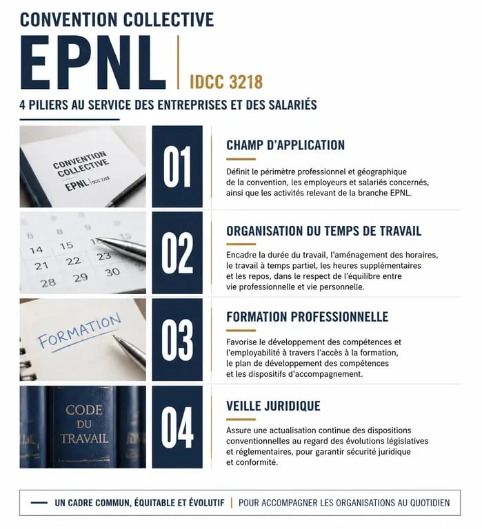 Infographie des piliers de la convention collective OGEC EPNL IDCC 3218