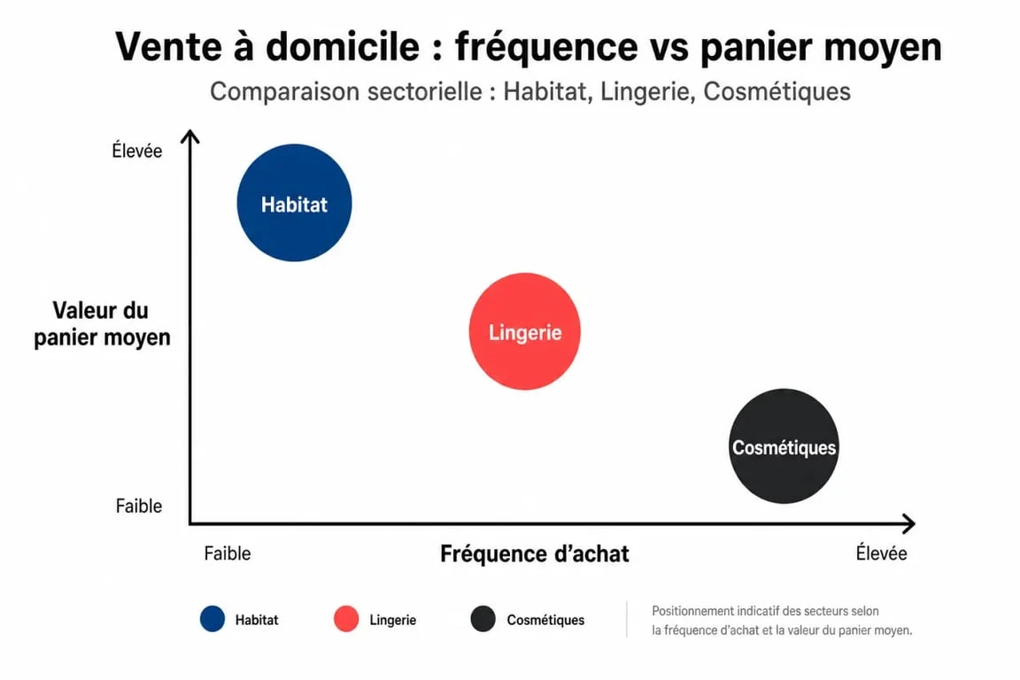 Infographie comparative des secteurs de vente à domicile pour identifier la vente à domicile qui rapporte le plus