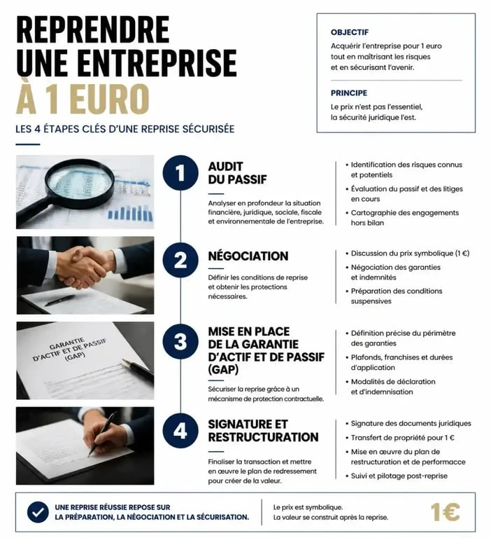 Étapes clés pour réussir la reprise d'une entreprise à vendre 1 euro