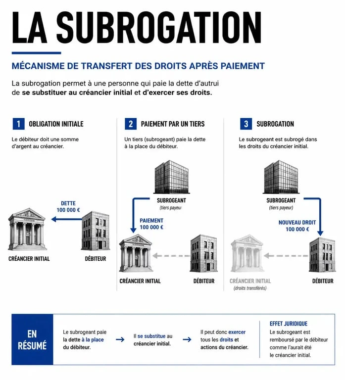 Schéma explicatif du mécanisme de recours subrogatoire en droit des assurances