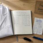tableau frais de blanchissage et ticket pressing sur bureau