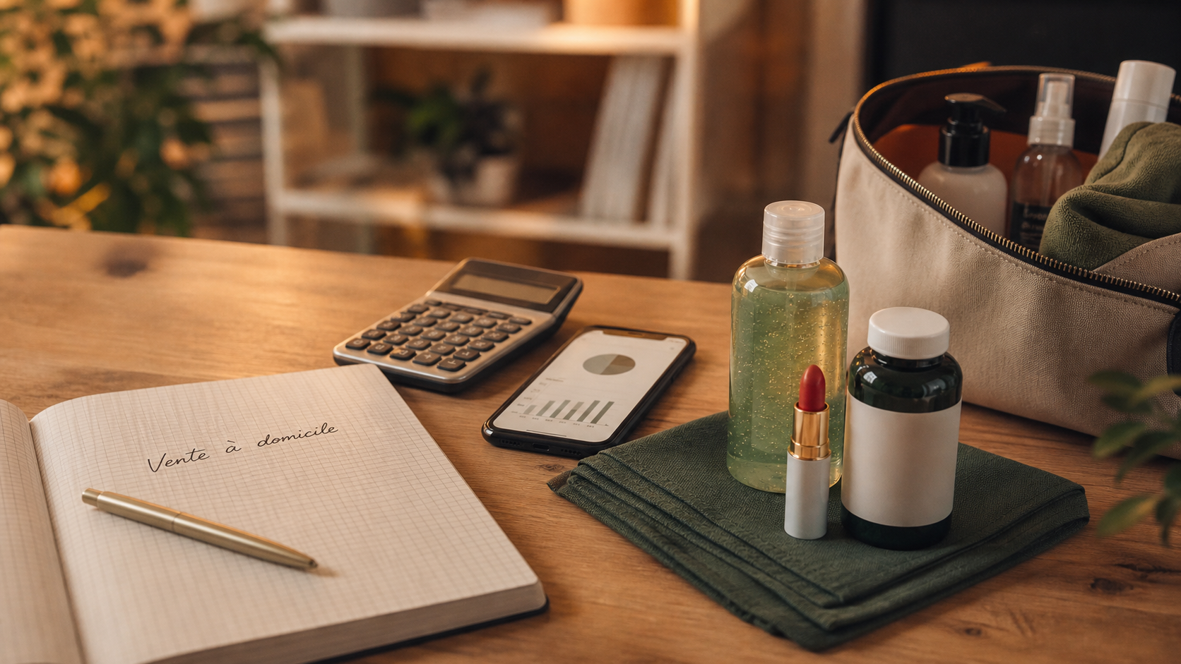 Vente à domicile qui rapporte le plus : table, carnet et échantillons produits