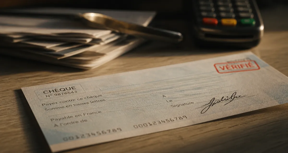 Verification reglementaire cheque : cheque francais verifie sur bureau
