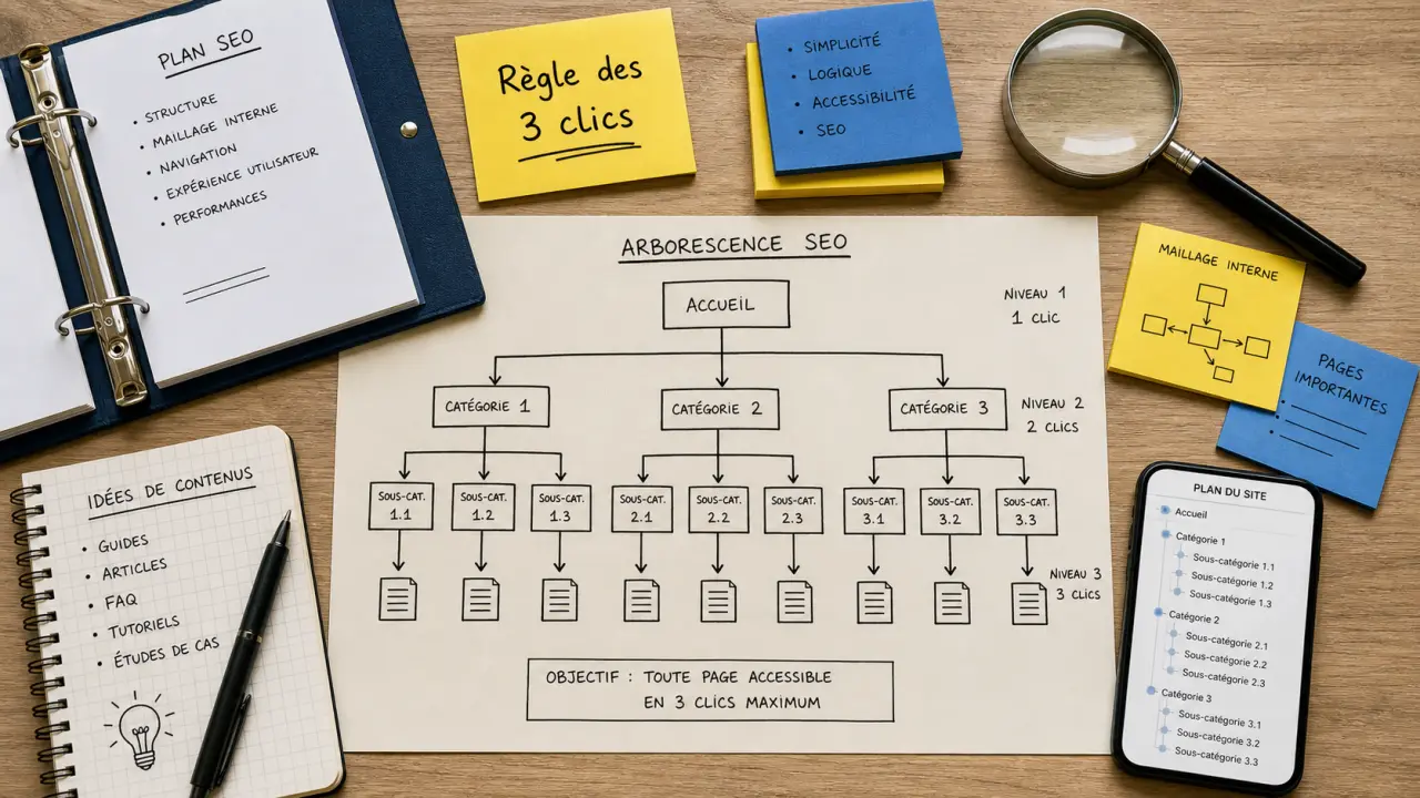 Arborescence seo « Règle des 3 clics » : silos et cocons SEO