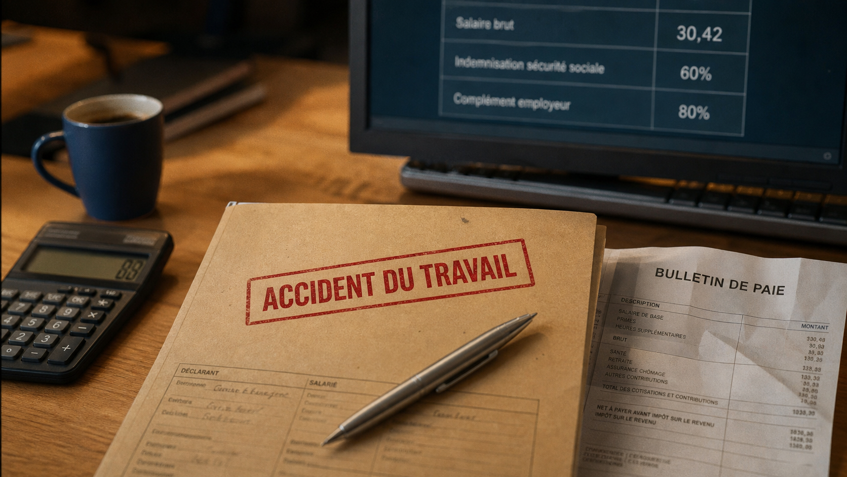 Calcul ijss accident du travail : 30,42%, 60% puis 80%