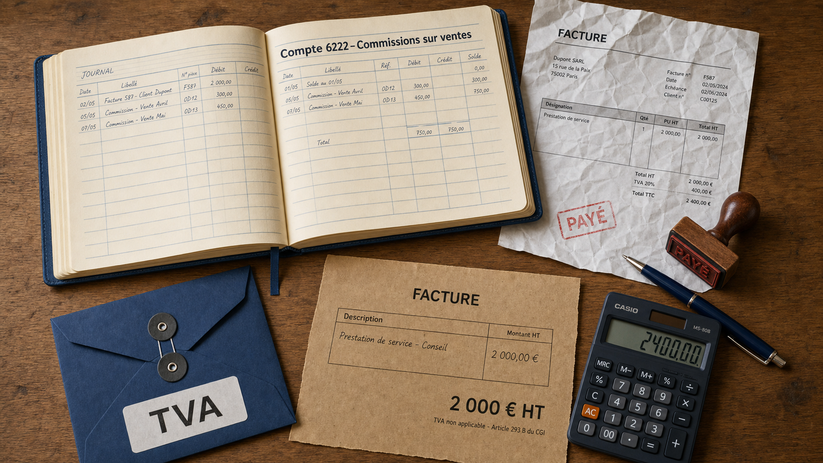 Compte comptable commission sur vente 6222 et TVA