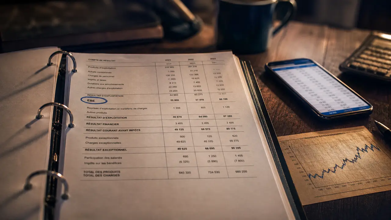EBE calcul : feuille comptable et chiffres