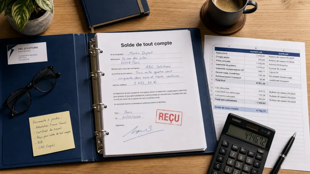 Feuille de calcul solde de tout compte : les 6 lignes à vérifier avant de signer