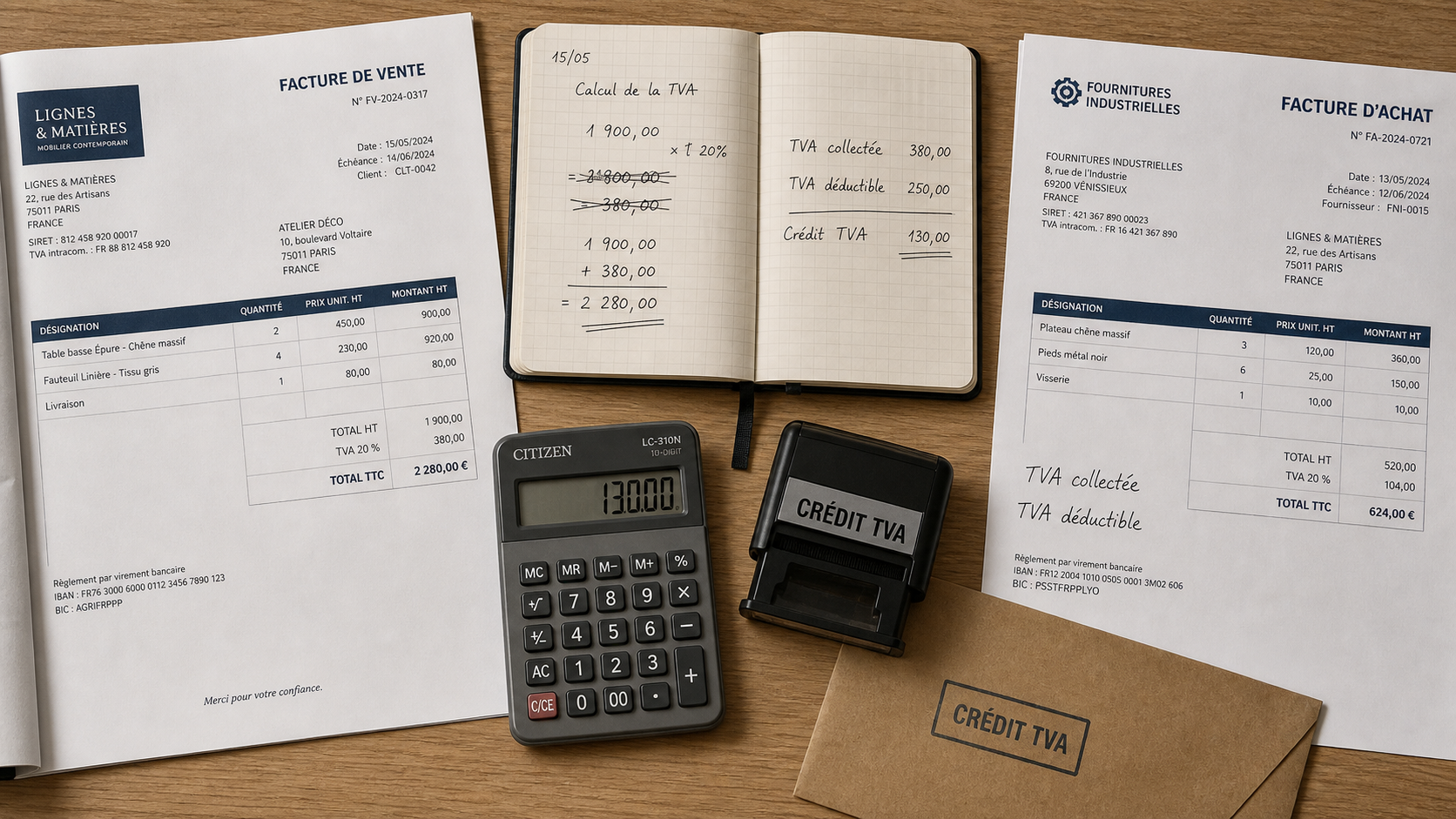 TVA collectée et TVA déductible : factures et calcul de TVA