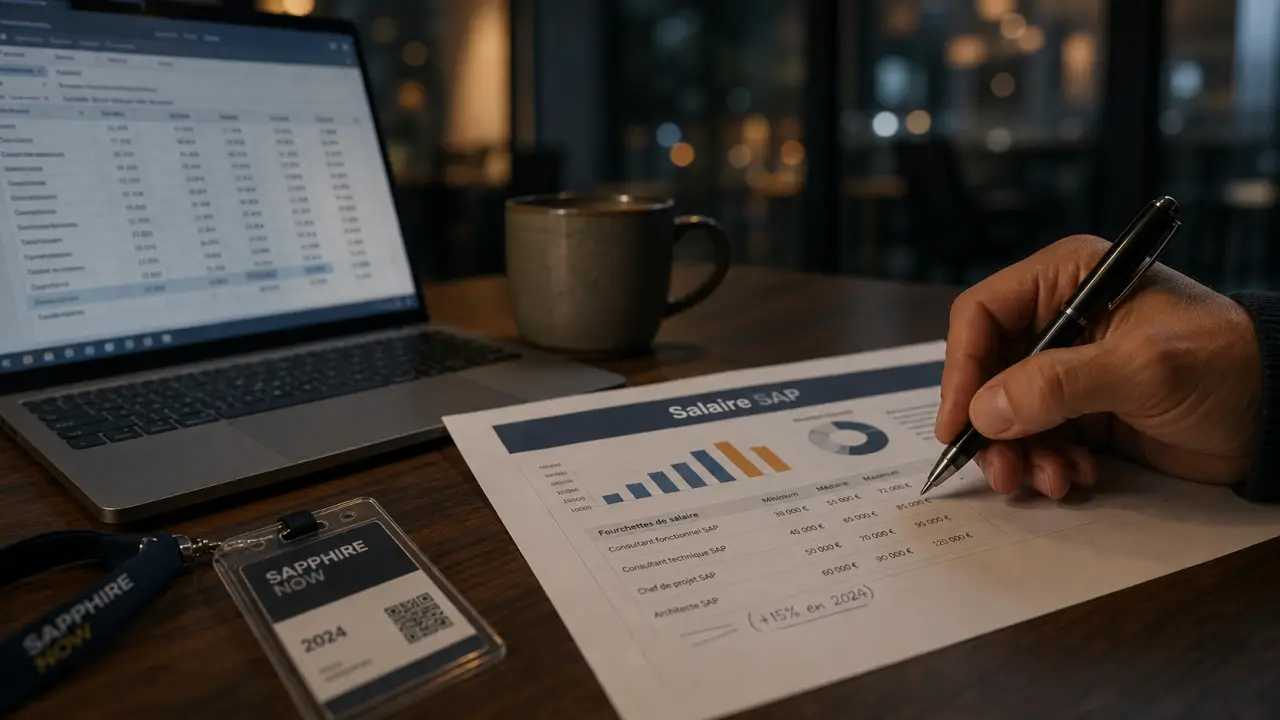 Consultant SAP salaire : fourchettes junior et senior, vue bureau et chiffres SAP