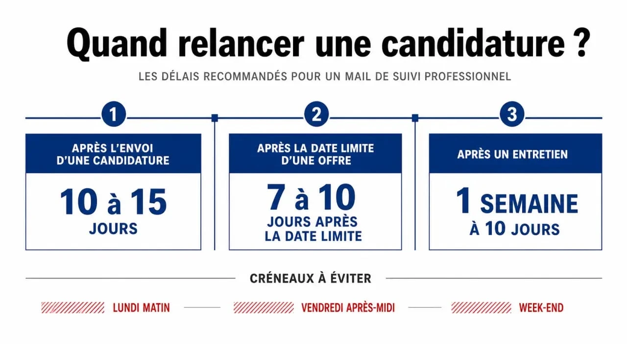Relance mail candidature : frise des délais idéaux pour relancer un recruteur