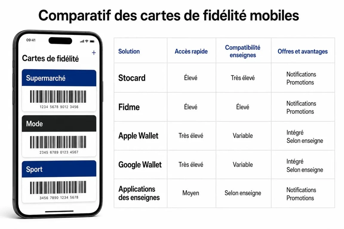 Meilleure application carte de fidélité comparée sur smartphone avec critères de choix