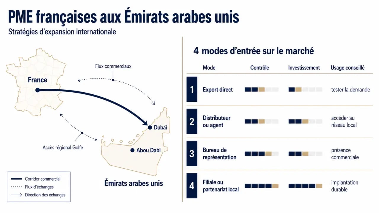 Stratégies d'expansion internationale pour les PME françaises aux Émirats : visualisation des formats d’entrée et des relais institutionnels