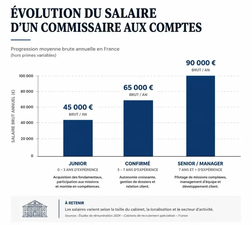 Évolution du salaire commissaire aux comptes selon l'expérience