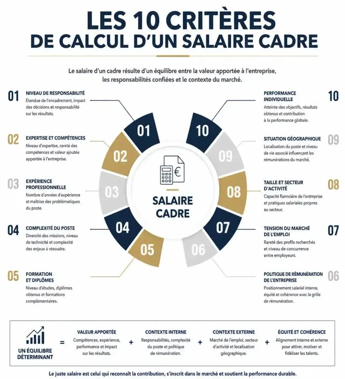 Infographie des 10 critères pour utiliser le simulateur de salaire Apec