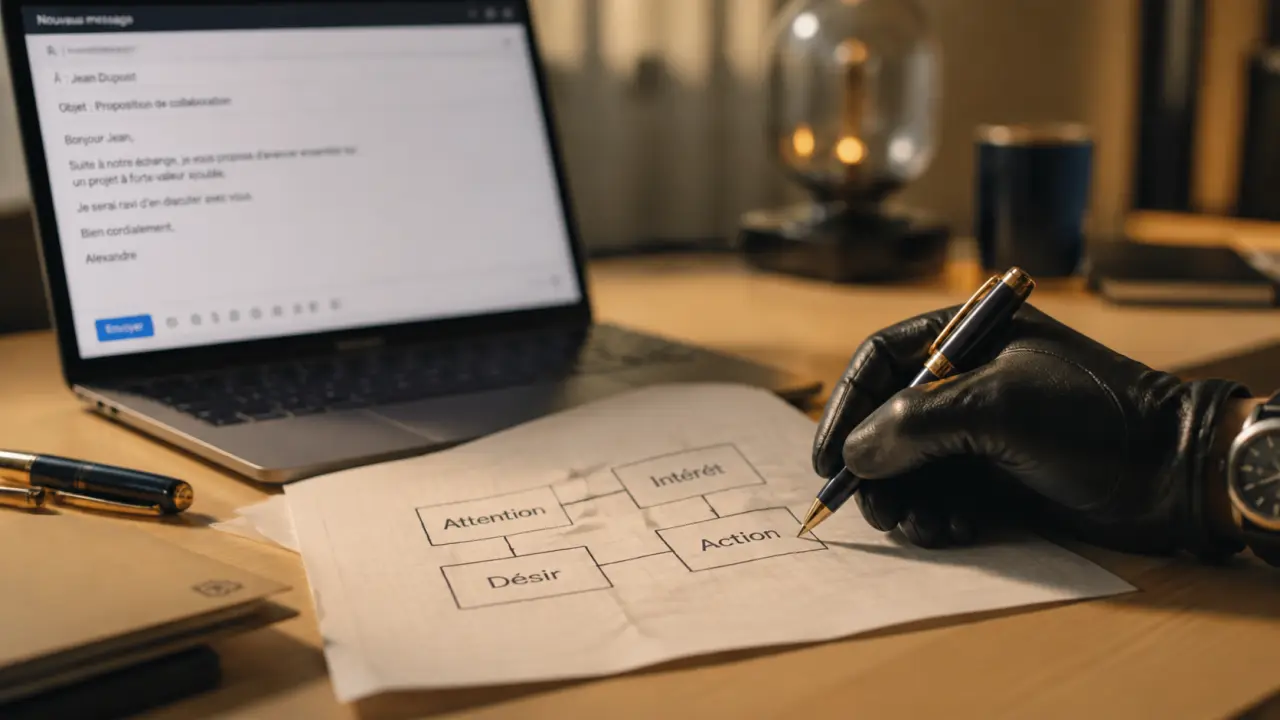 methode aida pourquoi : schéma Attention Intérêt Désir Action pour emails et pubs