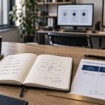 Proposition de valeur exemple : carnet “Canevas” et schéma en bureau