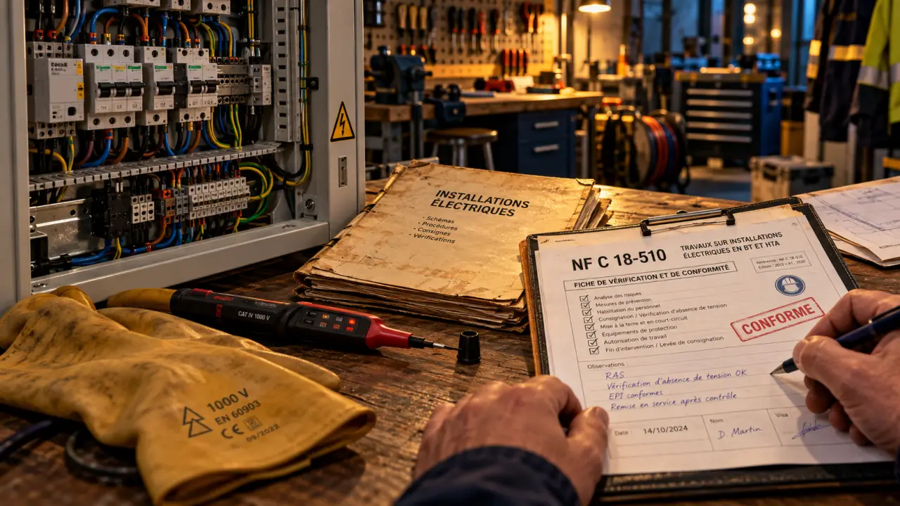 formation pour habilitation electrique : BS BR ou BC en atelier électrique, testeur et gants isolants