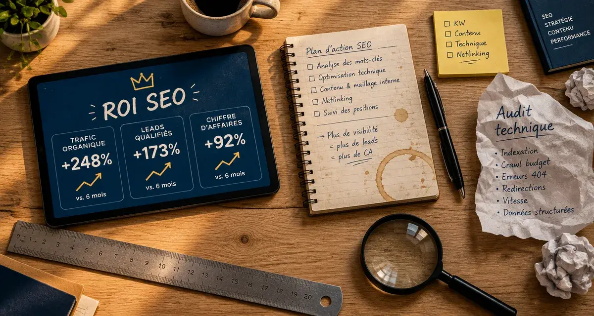 SEO optimization agency : ROI SEO et audit technique sur table